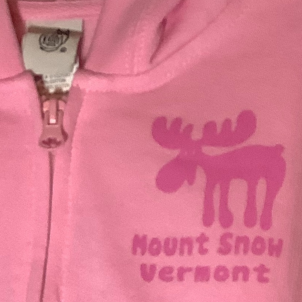 Pink Zip hoodie “Mount Snow Vermont” with Moose, NWT, 18 mos.